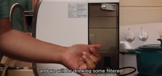 I flushed the Simpure RO on my counter. Araya drank the filtered glass.