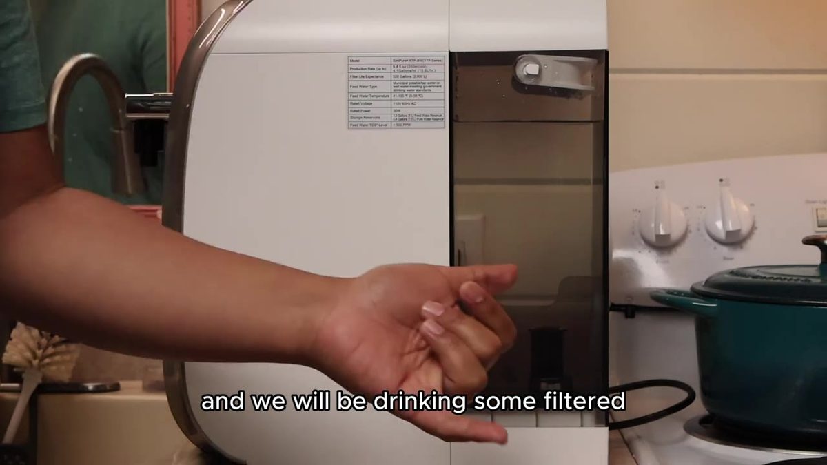 Simpure reverse osmosis unit on the kitchen counter