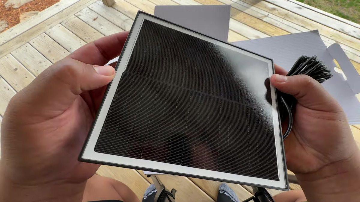The solar panel in my hands during the unbox
