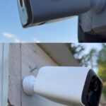 Eufy SoloCam S220 mounted on a wood beam, eufy SECURITY 2K