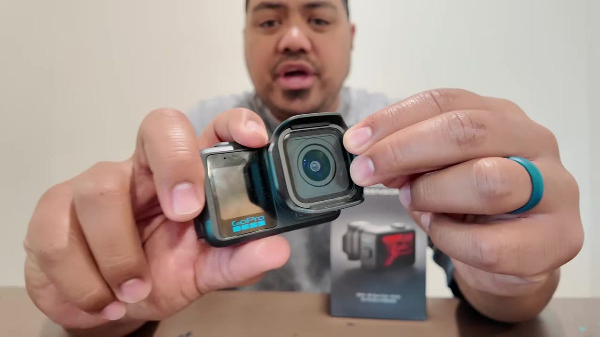 GoPro Mission One Pro camera body with square lens hood