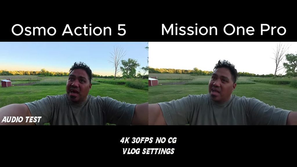 Osmo Action 5 (left) vs Mission One Pro (right), sundown vlog, 4K 30 no CG, vlog settings