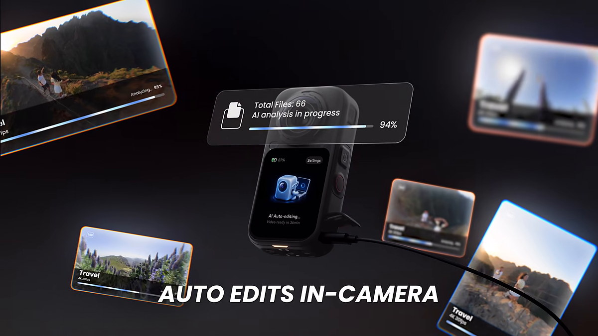 Insta360 X6 AI Director while charging — announce frame